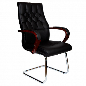 Кресло офисное  Боттичелли CF (дерево / черная кожа) P2338B-L02 leather