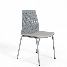 Кресло для посетителей LAMI-A серый пластик-серая экокожа