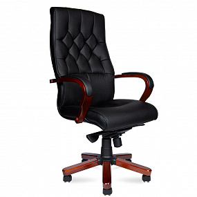 Кресло офисное Боттичелли (дерево/черная кожа/мультиблок) P2338-L02 leather