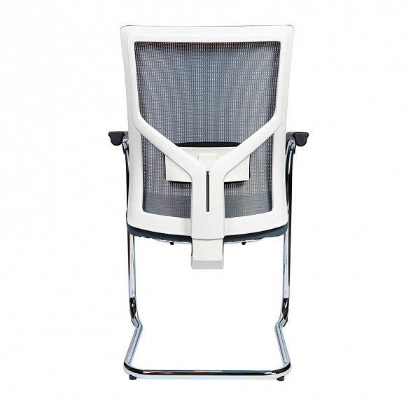 Кресло офисное Сильвия (white/gray CF / хром / св.серая сетка / серая ткань / белый пластик) CH-226C-BS-К304D-14*N204