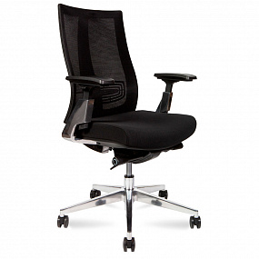 Кресло офисное Vogue (aluminium LB / черный пластик / черная сетка / черная ткань / алюминий база) CH-203B-B-BB