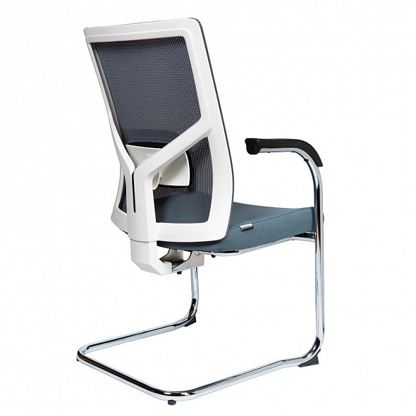 Кресло офисное Сильвия (white/gray CF / хром / св.серая сетка / серая ткань / белый пластик) CH-226C-BS-К304D-14*N204